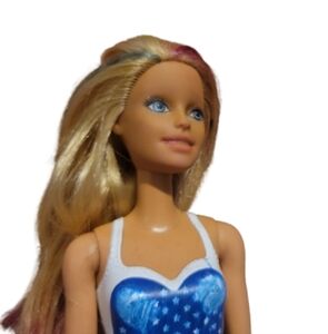 Barbie Swimsuit Beach Doll with Blonde Hair American Flag Swimsuit